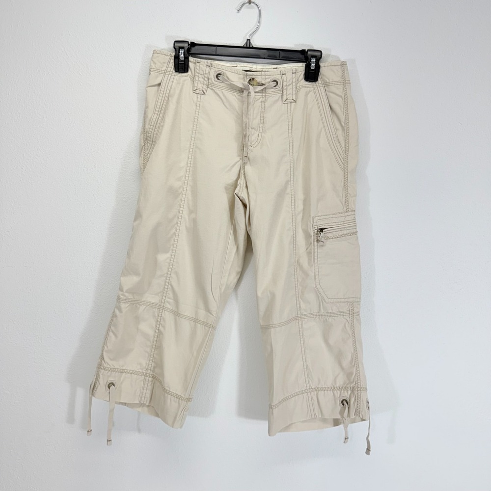 Eddie Bauer VTG 09 Archival‎ Womens Cargo Ripstop Utility Beige Capri Pants Sz 6